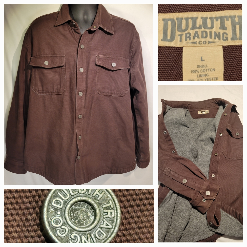 Duluth Trading Co Brown Gray Lightweight Shirt Jacket